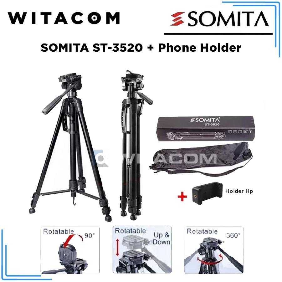 SOMITA ST-3520 ST3520 Tripod Kamera DSLR Mirrorless + Holder HP