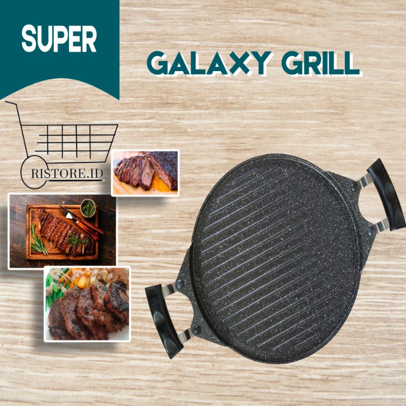 Super galaxy Grill Pan Marble - Panggangan Anti lengket - Grill - Panggangan Barbeque - Grill Pan Anti Lengket - Panggangan Bbq Anti Lengket Super Galaxy Grill - original grill bbq