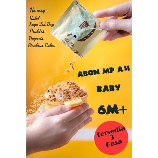 Makanan Bayi Instan Abon Bubur Bayi 6M+ 10 sachet Sapi Ayam Ikan 100% Daging Asli / MP ASI / Pendamping Makanan Bayi