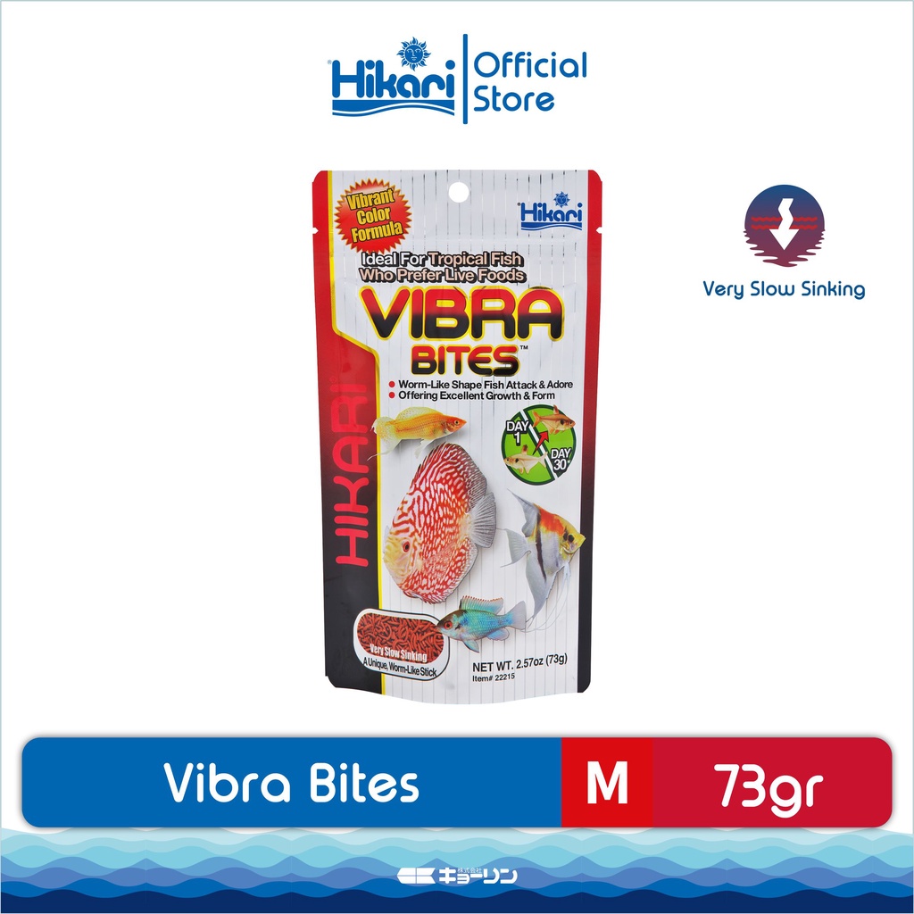 Hikari Vibra Bites 73 g - Makanan Ikan pengganti makanan hidup cacing darah