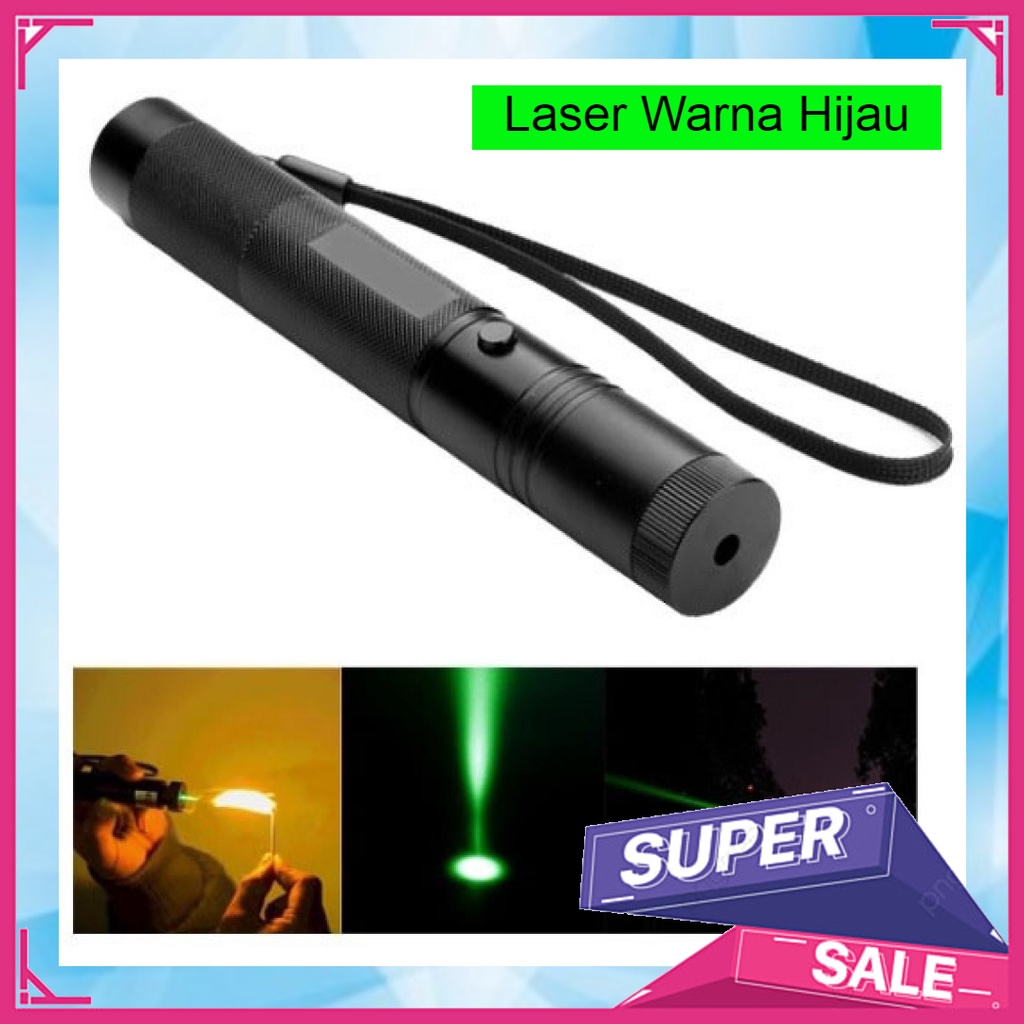 SENTER LASER LED WARNA HIJAU LENGKAP DENGAN BATERAI & CHARGER
