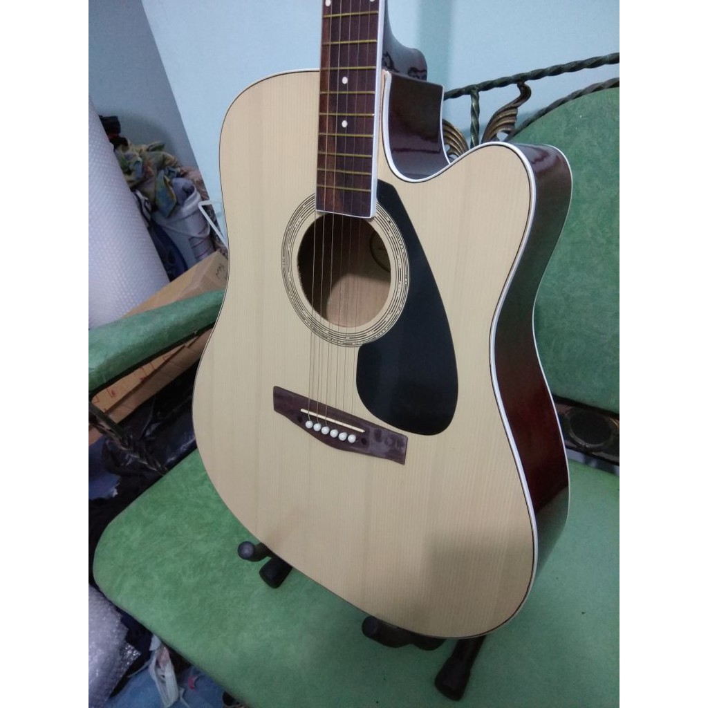 Gitar Akustik Yamaha Warna Natural Pick Guard Sunkay Wood Senar String Trusrod Jumbo Jakarta Murah