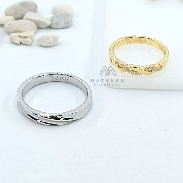Cincin Kawin Couple Palladium 10% & Emas Kuning 30% - Bisa Request Model Cincin - Cincin Nikah Cinci