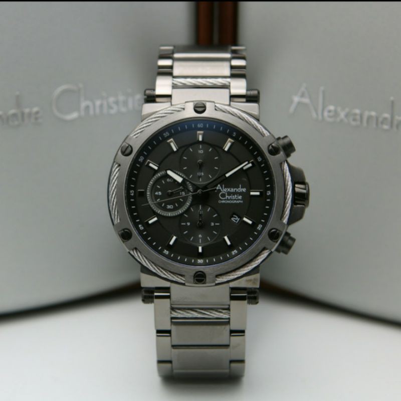 ALEXANDRE CHRISTIE AC6551 BLACK GREY PRIA.ORIGINAL GARANSI RESMI 1TAHUN