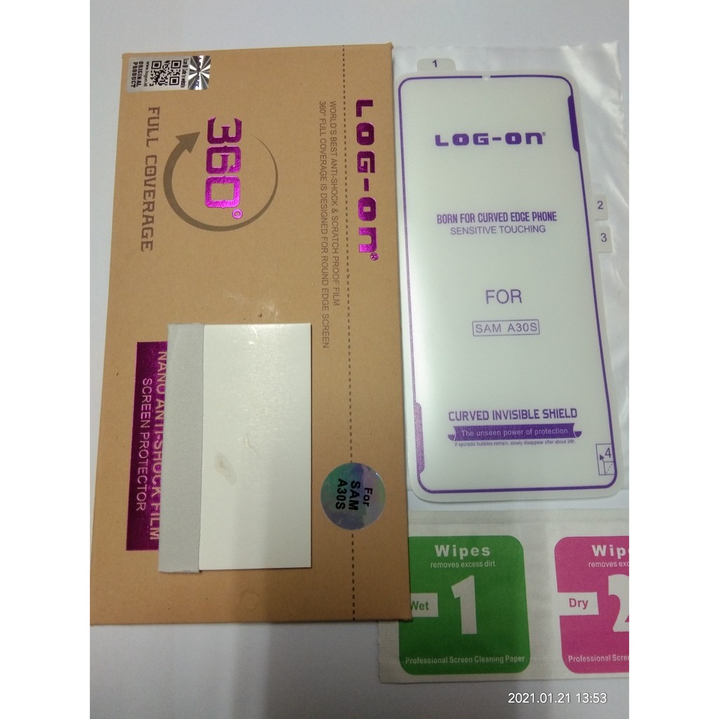 LOG - ON Anti Gores Hydrogel Samsung A30S Depan Belakang