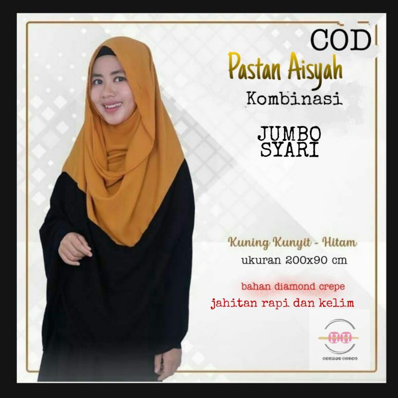 HIJAB PASMINA KERUDUNG PASHMINA INSTAN KOMBINASI JUMBO SYARI NON PET KOMBINASI UKURAN 200X90CM