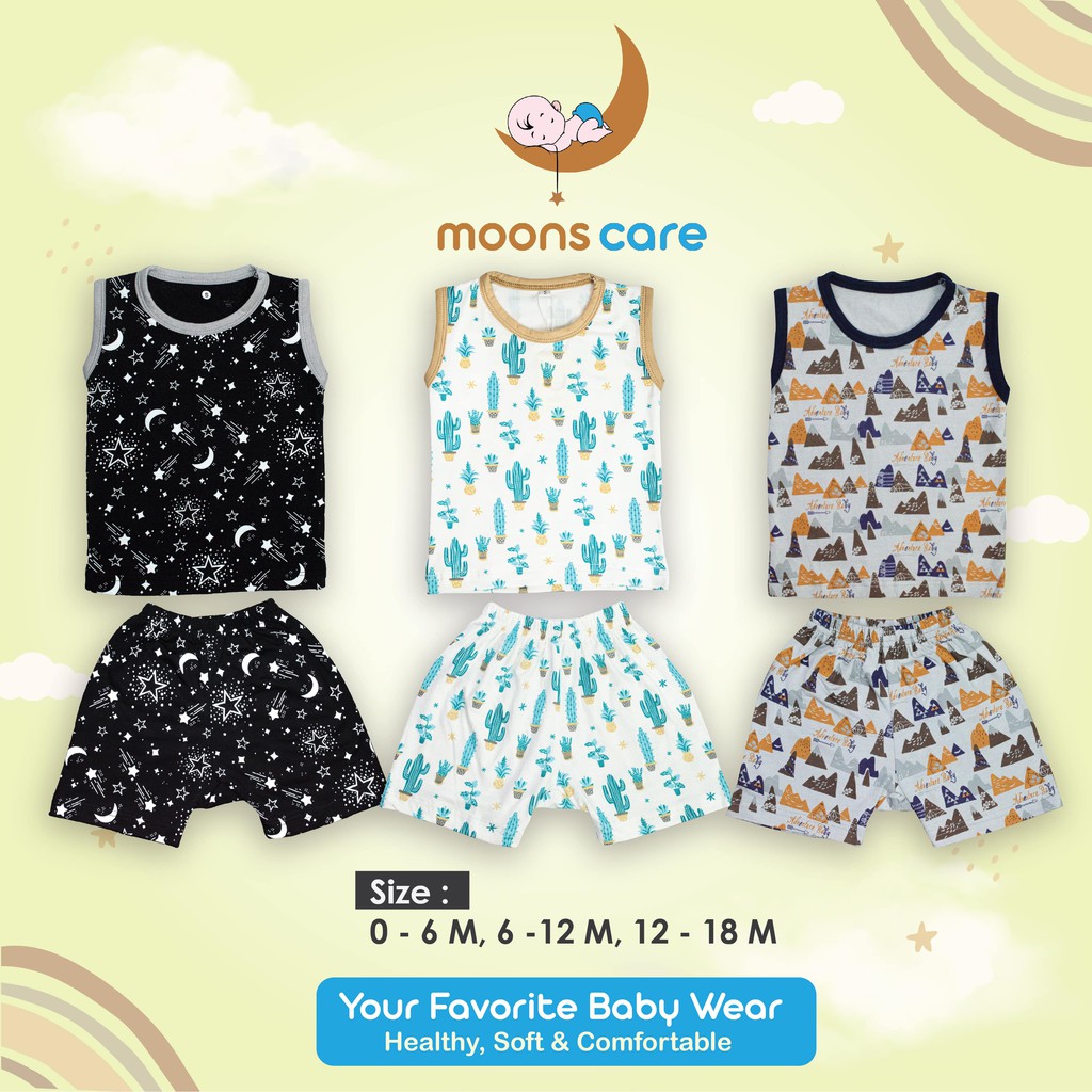 SML MOONS STELAN OBLONG KUTUNG MOONS stelan baju KUTUNG bayi stelan oblong Baju bayi Lucu Stelan