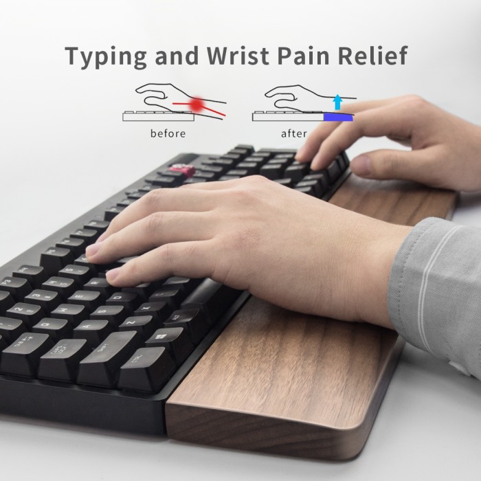 Triple W Keychron Wooden Walnut Wrist Pad Penyanggah Keyboard Komputer Kayu Kesehatan Premium