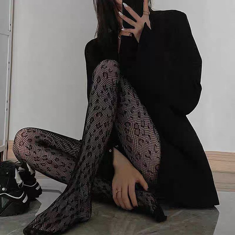 Stocking Wanita jaring Motif Fashion Silk Fishnet Stocking 8107