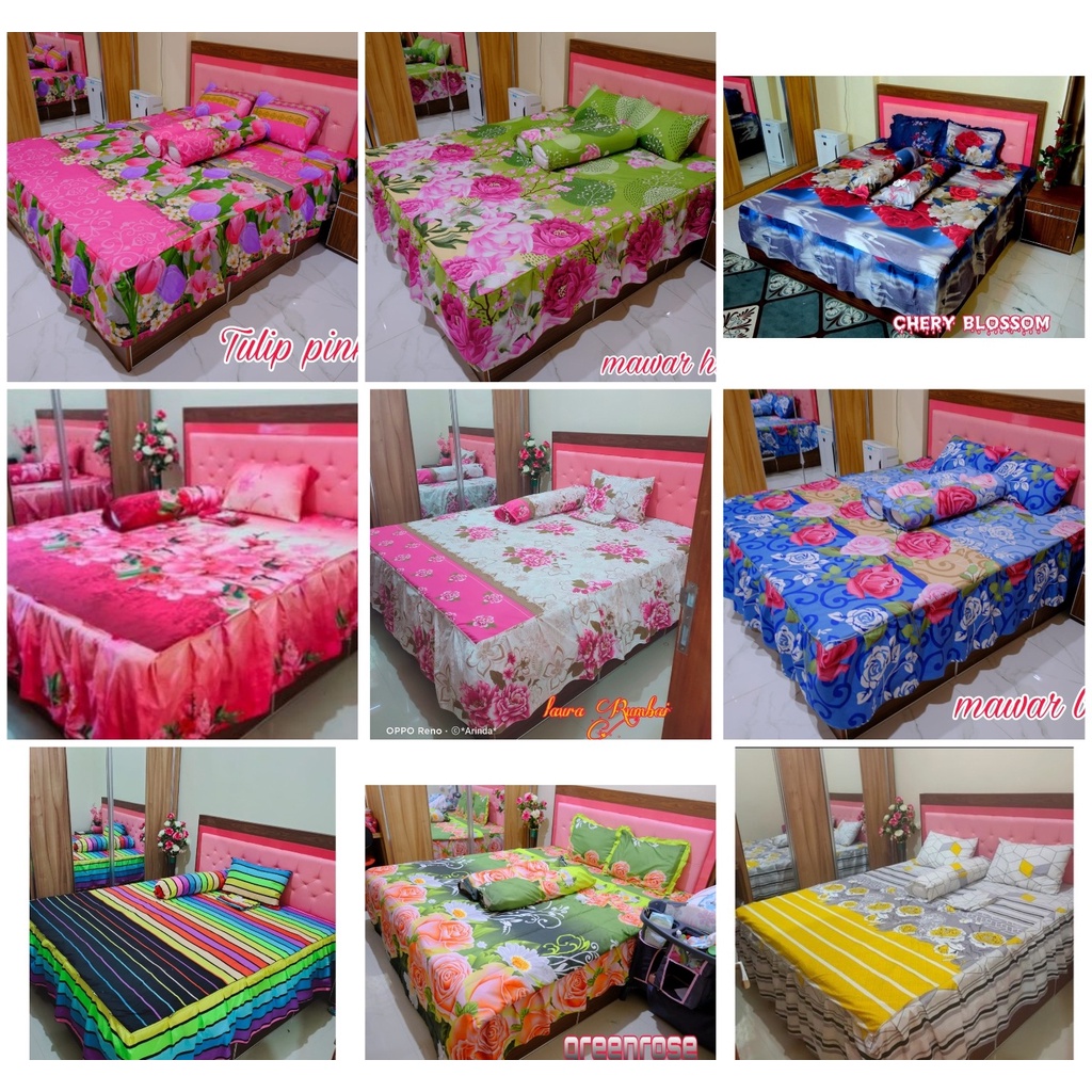 Sprei Rumbai motif bunga dan motif aesthetic uk 180 x 200