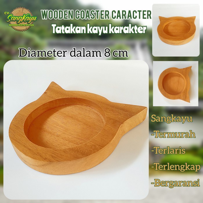 Wooden Coaster caracter tatakan gelas kayu unik tatakan cangkirkopi 04