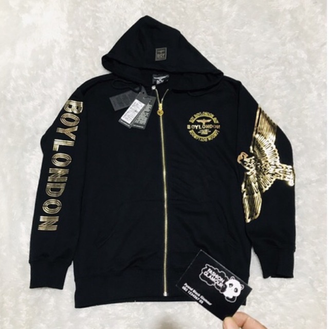 BOY28 SWEATER HOODIE BOY LONDON GOLD ZIPPER ULAR IMPORT PRIA WANITA ASIA EROPA KOREA AMERIKA