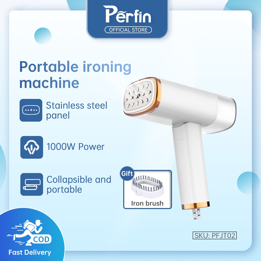 Perfin PFJT02  Iron Setrika Uap Portable Untuk Pakaian Handheld Garment Steamer Elektrik 1000W