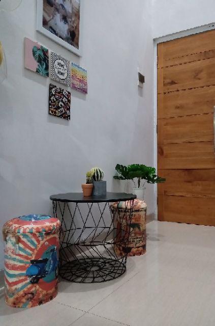 Kursi Tong Bahan Kaleng Metal Lapis Kulit Oscar Print Vespa Klasik Tin Stool Kursi Cafe / Kafe
