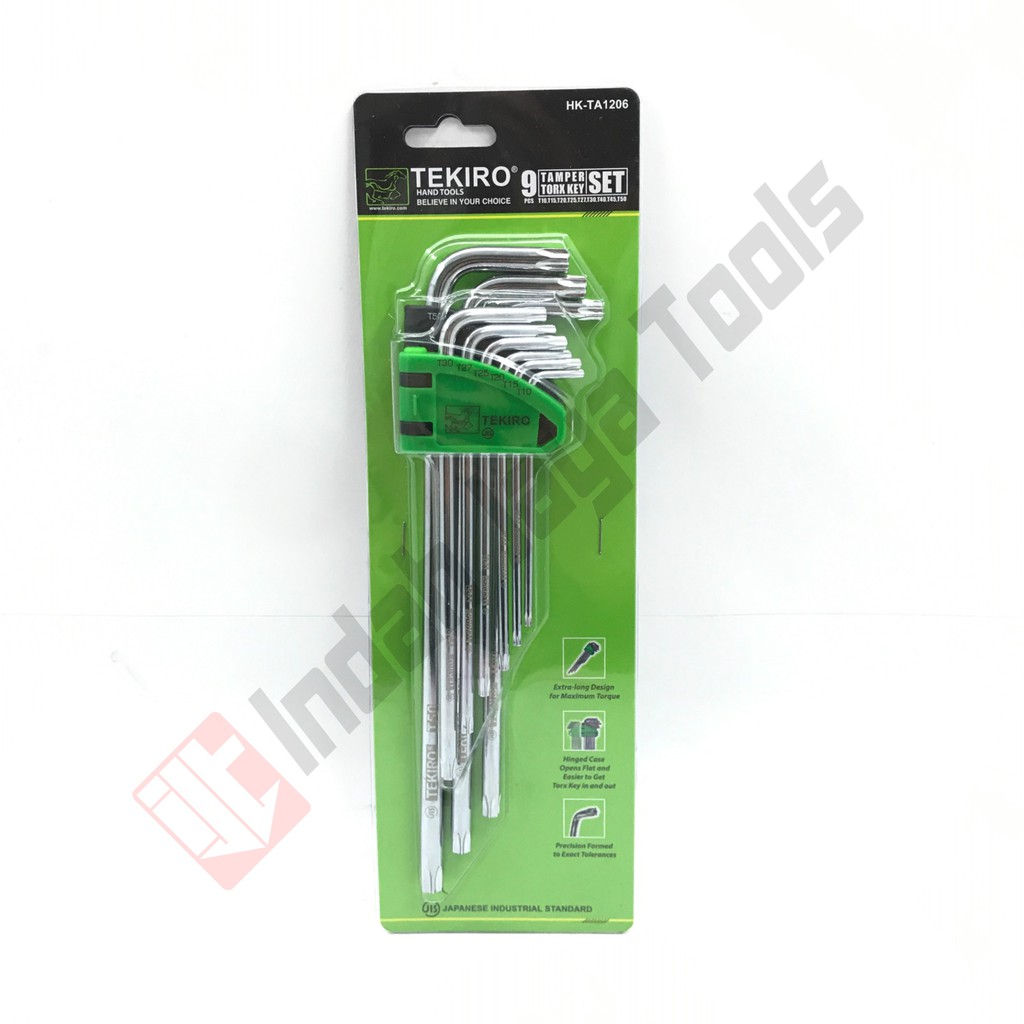 TEKIRO HK-TA1206 Tamper Torx Key Set 9 Pcs - Kunci L Bintang Panjang Lubang Lobang