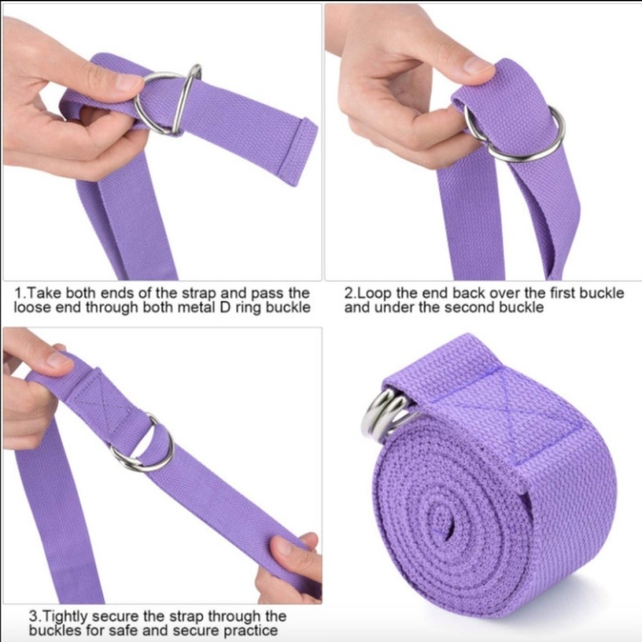 tali pilates yoga strap belt d ring fitness anti slip premium