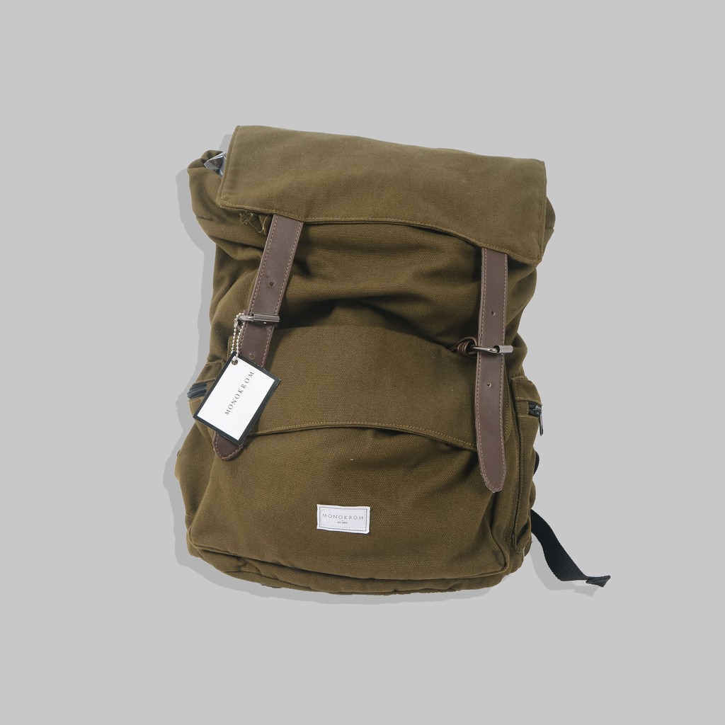 Tas Pria Backpack Olive Monokrom