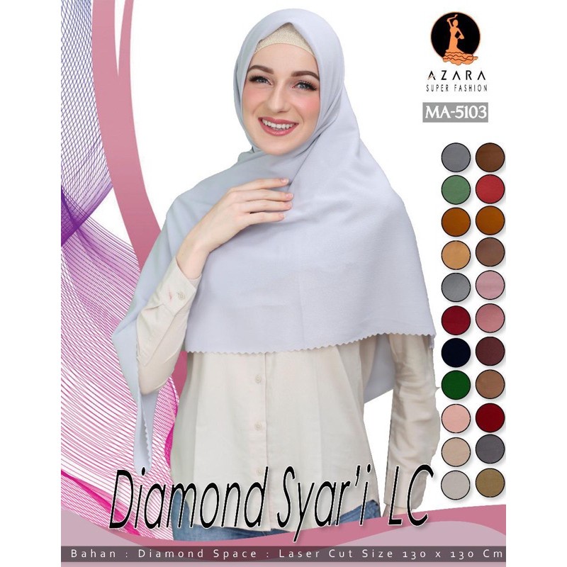 Hijab DIAMOND SYAR'I AZARA LC | SegiEmpat IMPORT SYAR'I JUMBO POLOS UKURAN 130 X 130 CM