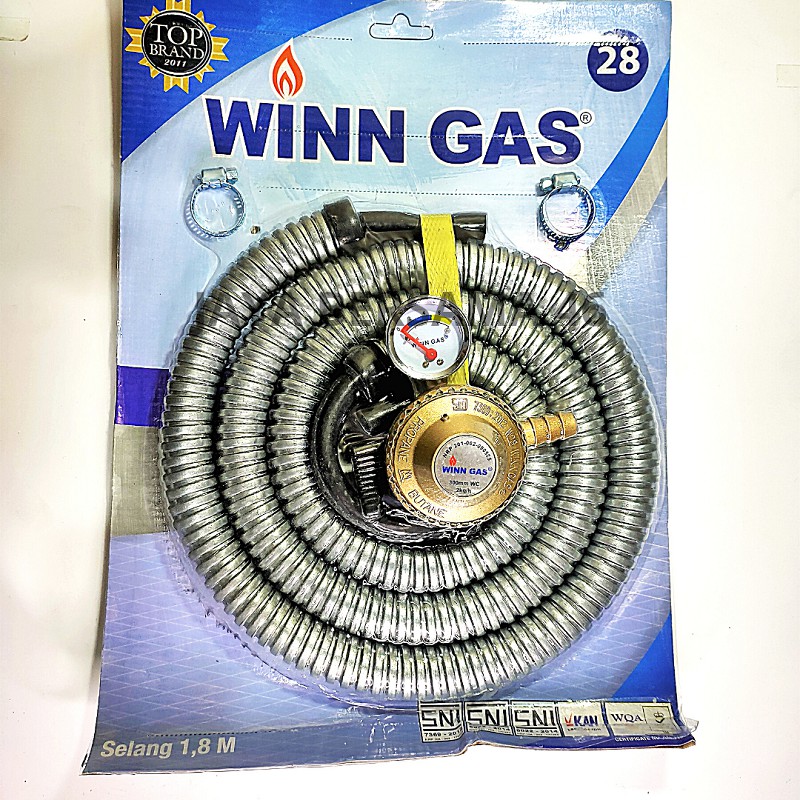 SELANG GAS PUTIH + REGULATOR + METER WINN / SELANG GAS KOMPLIT / SELANG GAS PAKET