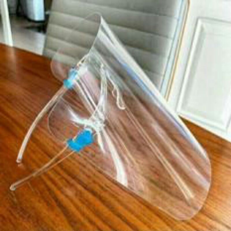 (isi 10) Faceshield Kacamata klip biru harga grosir. Face shield kacamata para artis kekinian