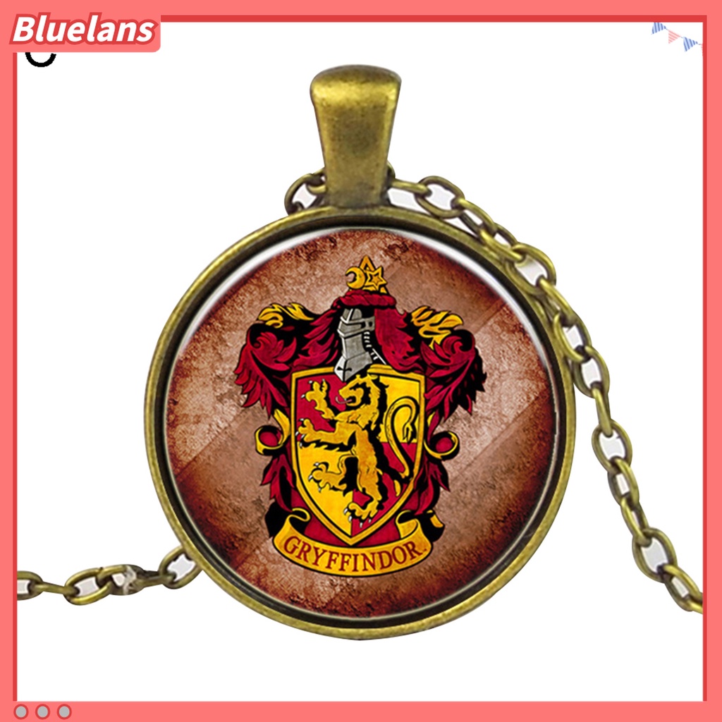 Kalung Liontin Batu Permata Bulat Motif Kartun Anime Gryffindor Untuk Aksesoris Pesta