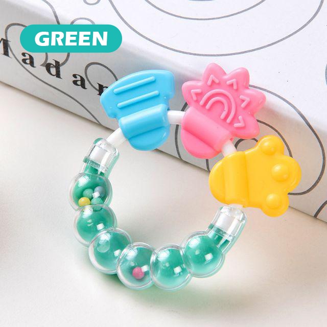 Mainan Tangan Rattle Bunyi Genggam Bayi Gigitan Teether Silikon Aman BPA Free