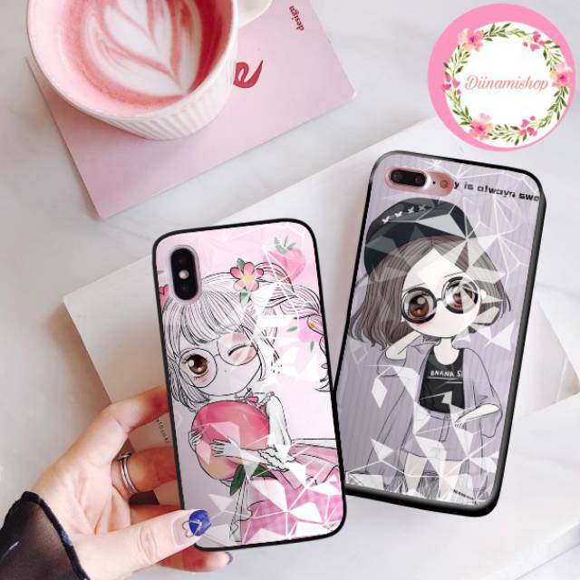 Softcase Diamond Girl Korean Oppo Vivo Xiaomi Realme iPhone Samsung All Type DS3327