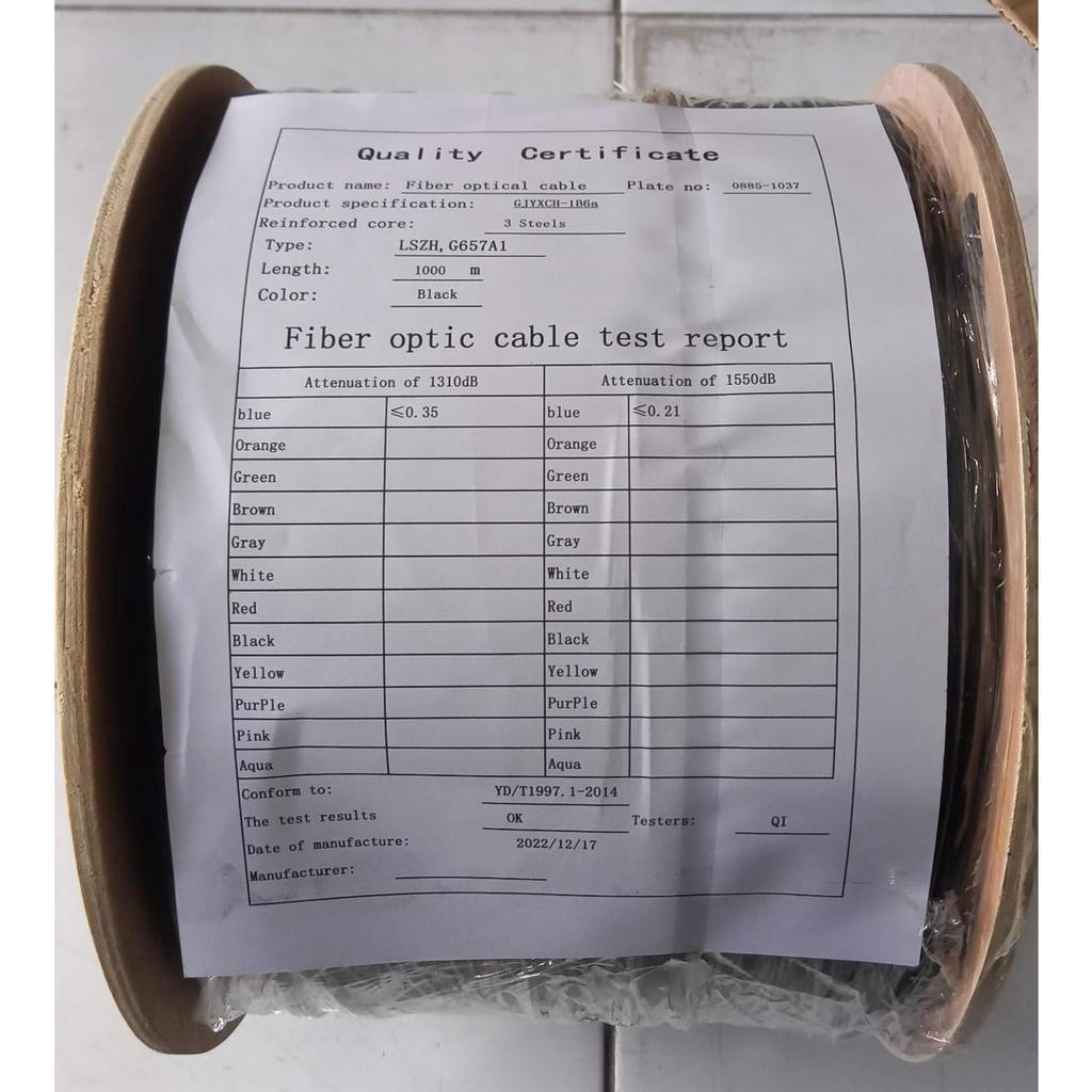 ZIMM Link Kabel FTTH Dropcore Drop core 1 core 3 Seling kawat hasbelan 1000 meter fiber optic 1Core 3Seling  ZIMMLINK