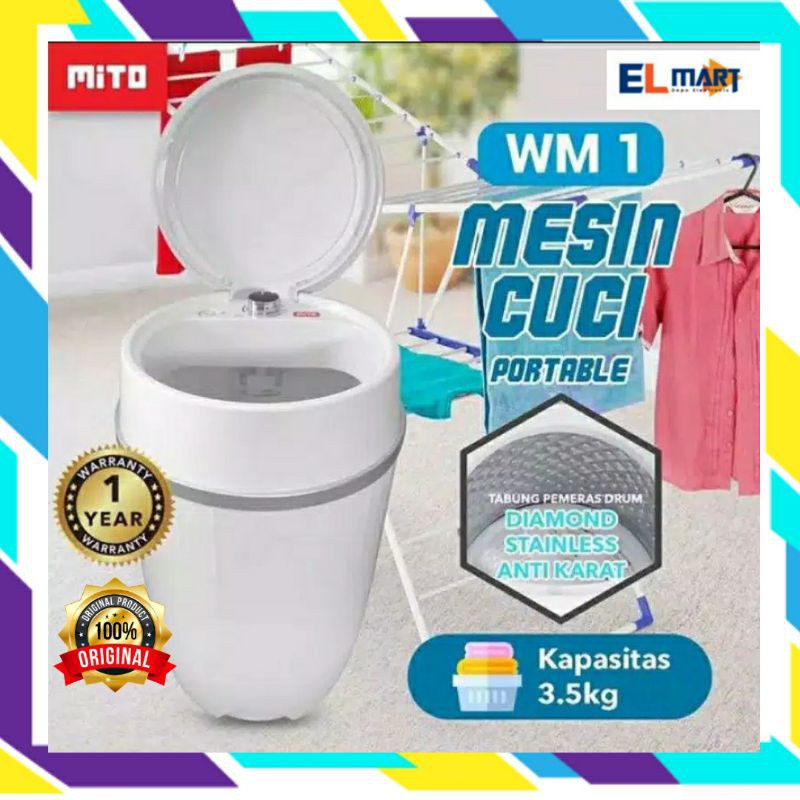 MITO mesin cuci mini portable 3,5k WM1  mito 170 watt WM 1 pengering pencuci pakaian baby anak kos