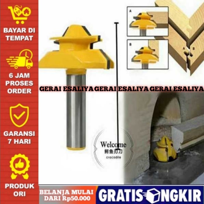 JGZUI Mata Bor Drill Bit 45 Degree Lock Mitter Bit Milling 6mm MC01005 - Silver, 3/8 Inch