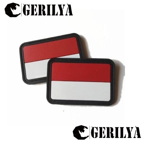 Patch emblem Karet Rubber Bendera Indonesia Merah Putih