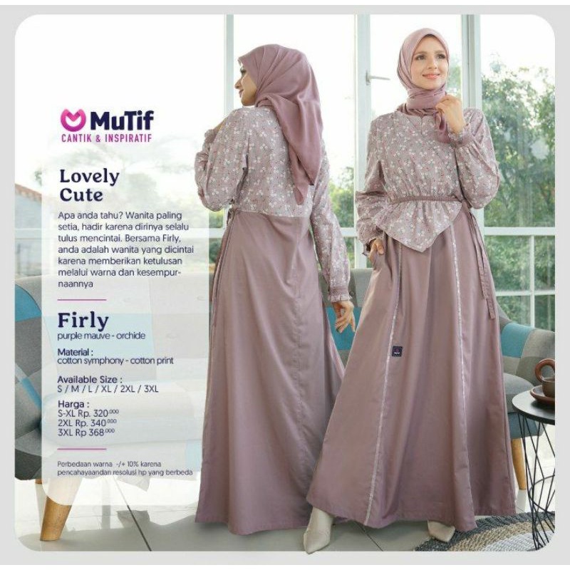 MuTif 100% ORI | Firly Purple Mauve - Orchide | Gamis MuTif