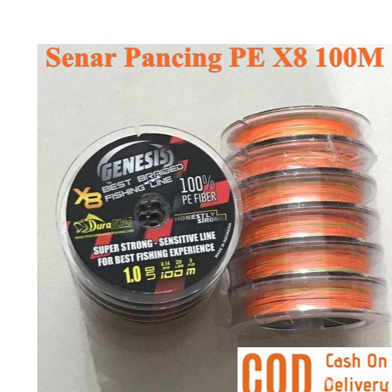 Senar Benang Pancing Kecil Kuat PE Genesis X8 100M Bisa COD Senar Pe Casting Toman Gabus Terbaik
