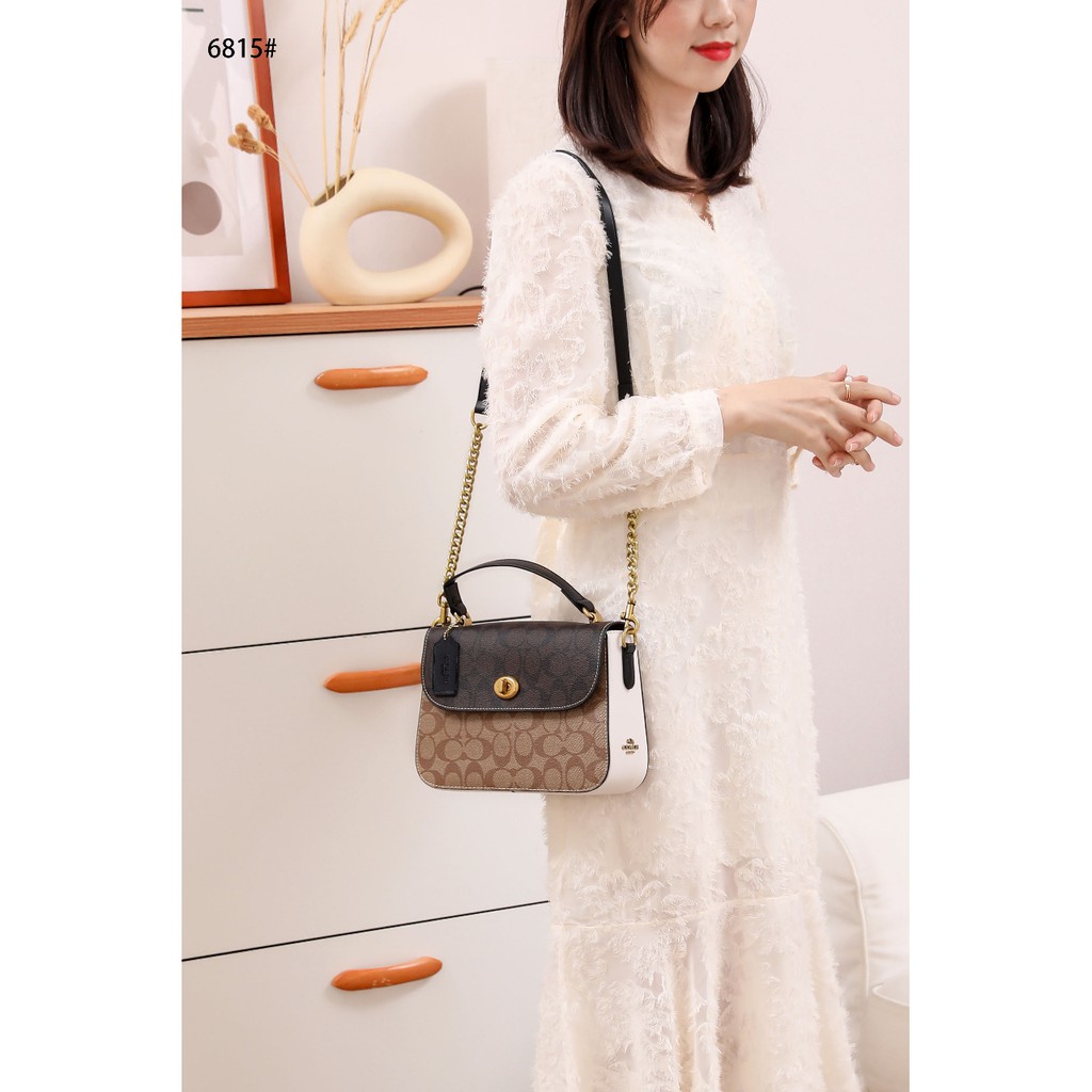 Coach Marlie Top Handle Satchel in Blocked Signature Canvas and Togo Leather 6815 &amp; 6815-1