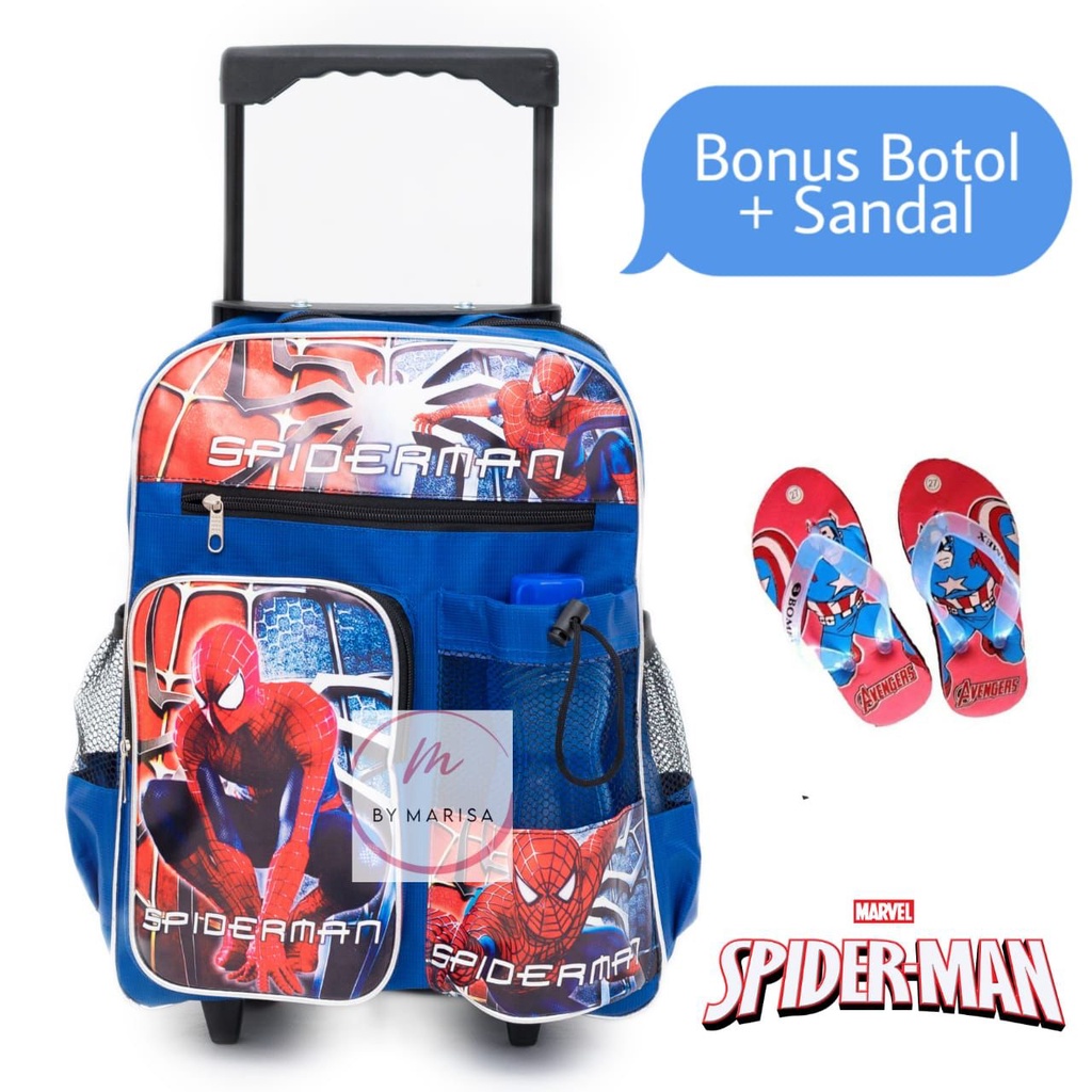 tas koper anak sekolah, ransel spiderman no way home, tas troli anak spiderman