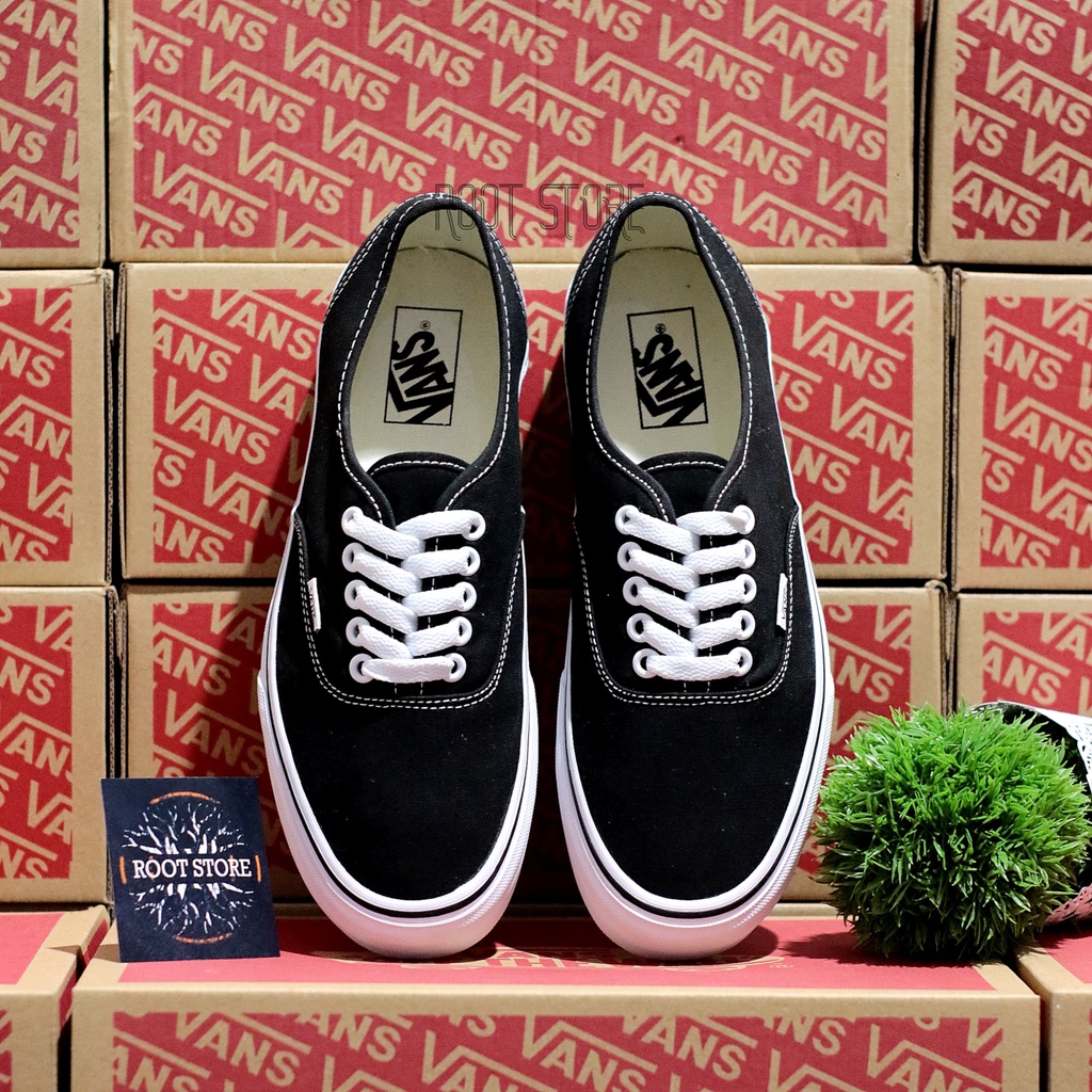 100% Bnib Sepatu Authentic Classic Black White / Sneakers Authentic Hitam Putih