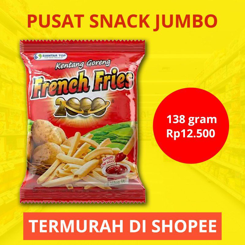 

French Fries 2000 Siantar Top Jumbo 138 gram Termurah (harga normal Rp 14.000)