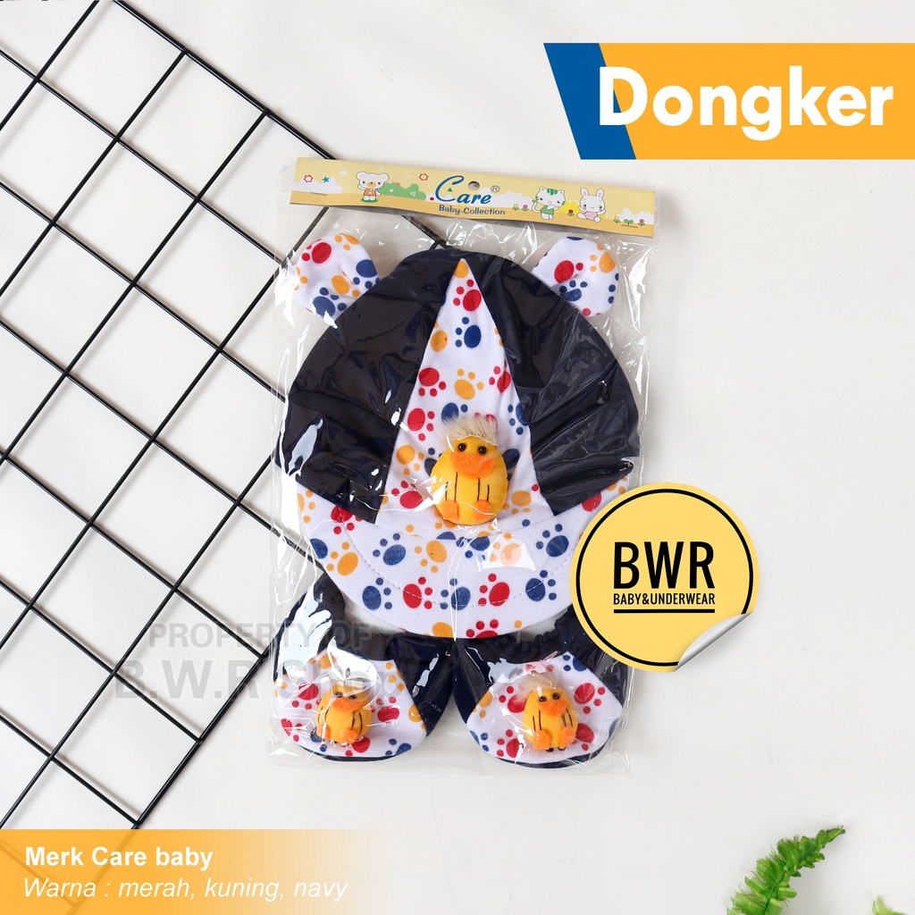 Topi Care / Topi Bayi New Born Karakter / Topi Set Sepatu Bayi DUCK 02 - Bwr IX