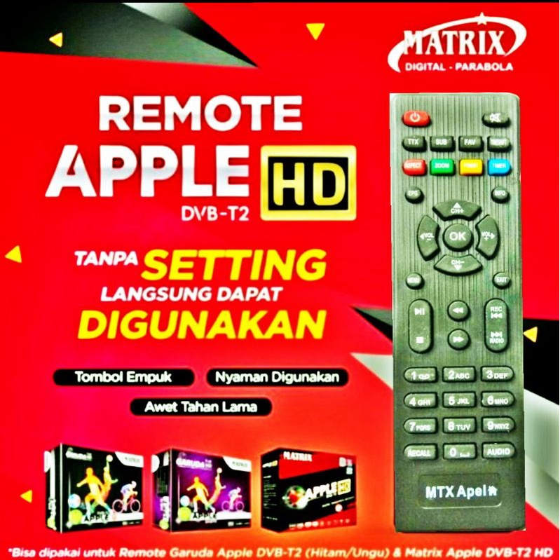 REMOT STB SET TOP BOX MATRIX APPLE MERAH DVBT2