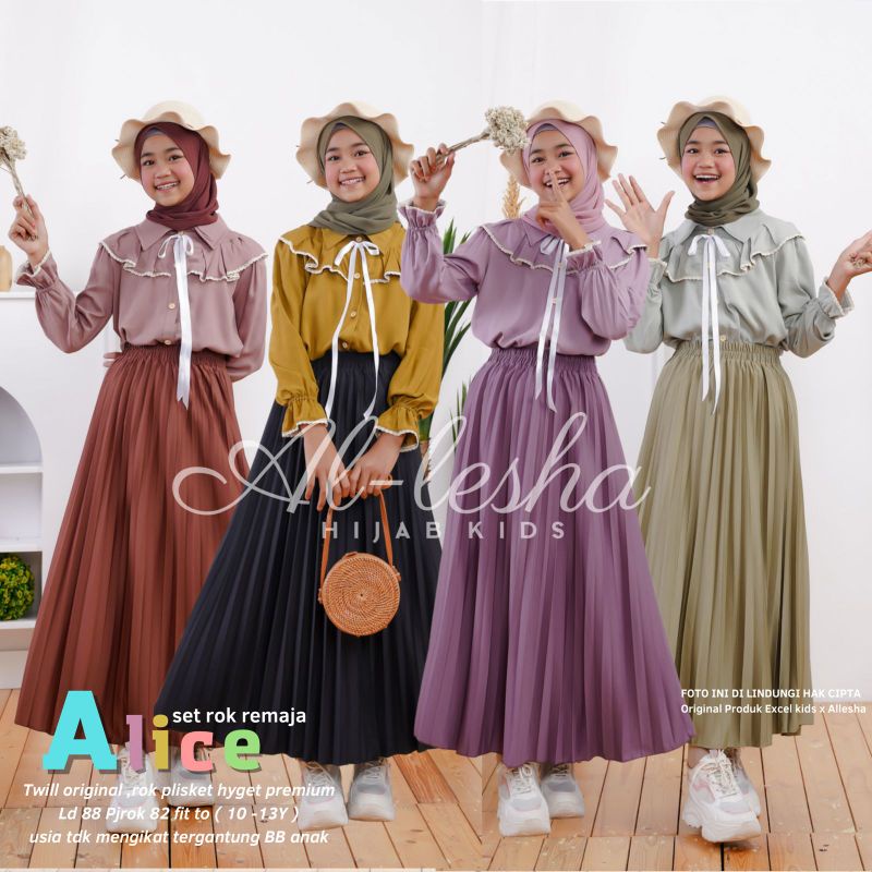 Setelan Rok Plisket Setelan Baju Setelan Rok Setelan Polos Alice