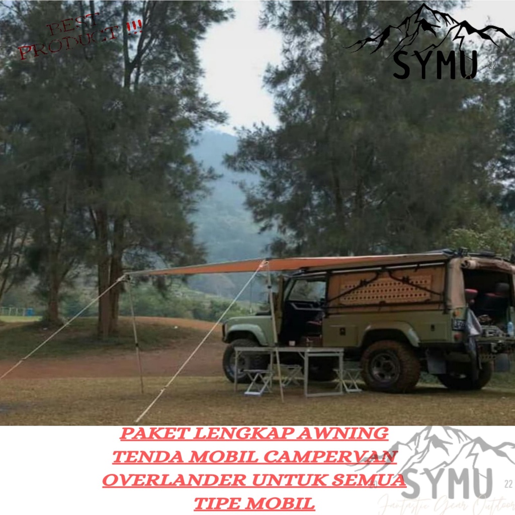 Paket Awning Tenda Mobil Campervan Overlander Portable Roof Tent Camping Paket Lengkap Bongkar