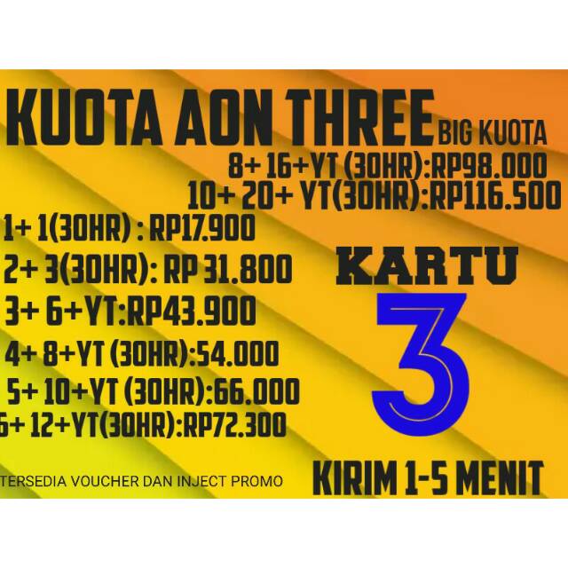 Kuota Aon tri termurah