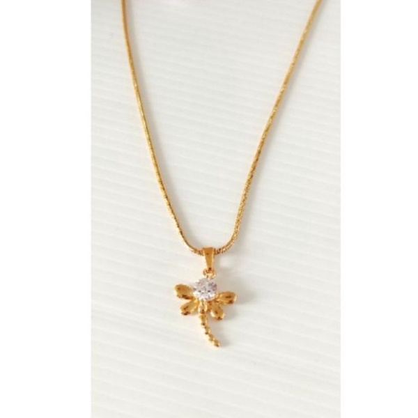 Kalung titanium import gold model capung permata