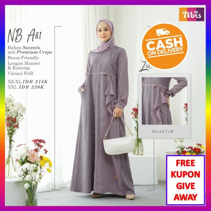 Baju Gamis Nibras Terbaru 2021 Muslim Promo Mocca NB A81 Ori Original