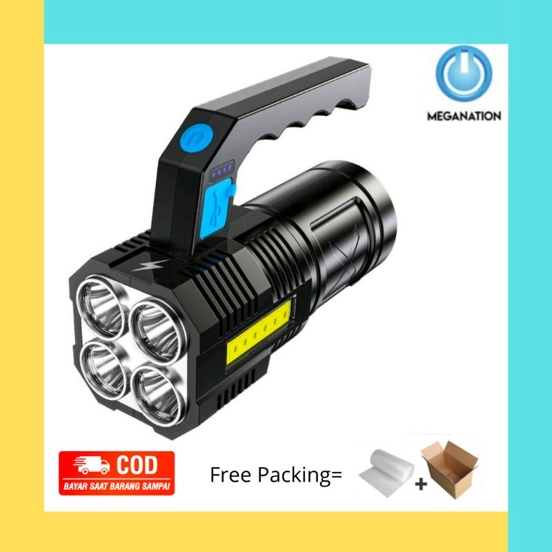 SENTER LED SUPER TERANG  RECHARGEABLE +COB SENTER LED JARAK