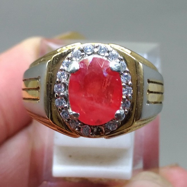 batu Cincin natural orange Safir Paparaca Asli original