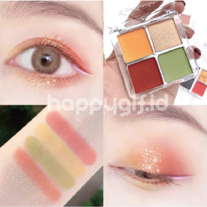 LAMEILA 4 Color Eyeshadow Disk Matte Shimmer Avocado Fruit Eyeshadow Palette LA002