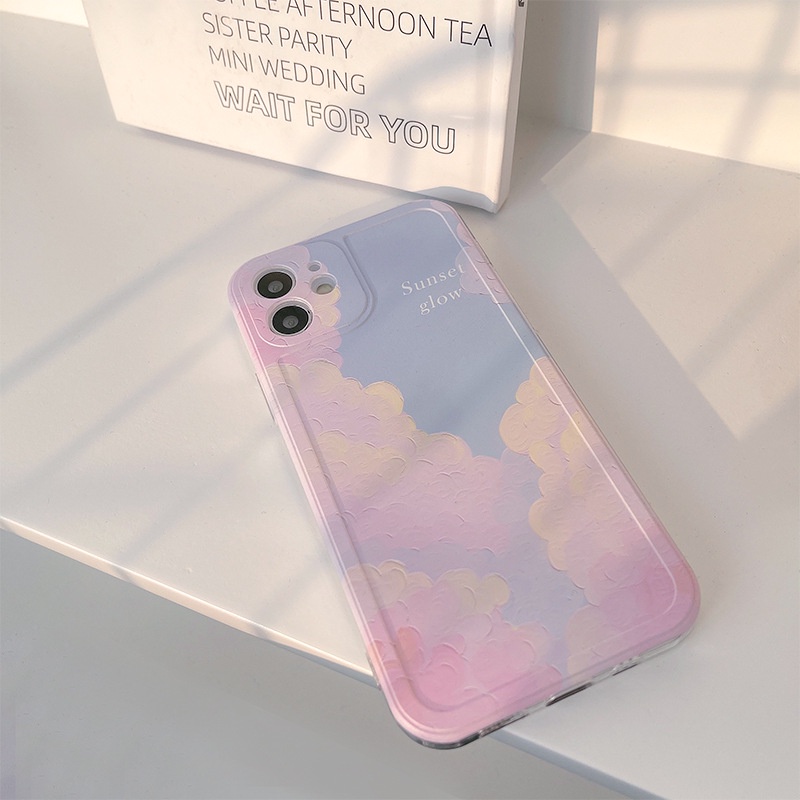 IPHONE Casing Soft Phone Case Warna Pink Biru Langit Gradasi Hola Dyeing Untuk Iphone7 8 PLUS X XR XS 11 12 13 14 MINI PRO MAX SE 2020