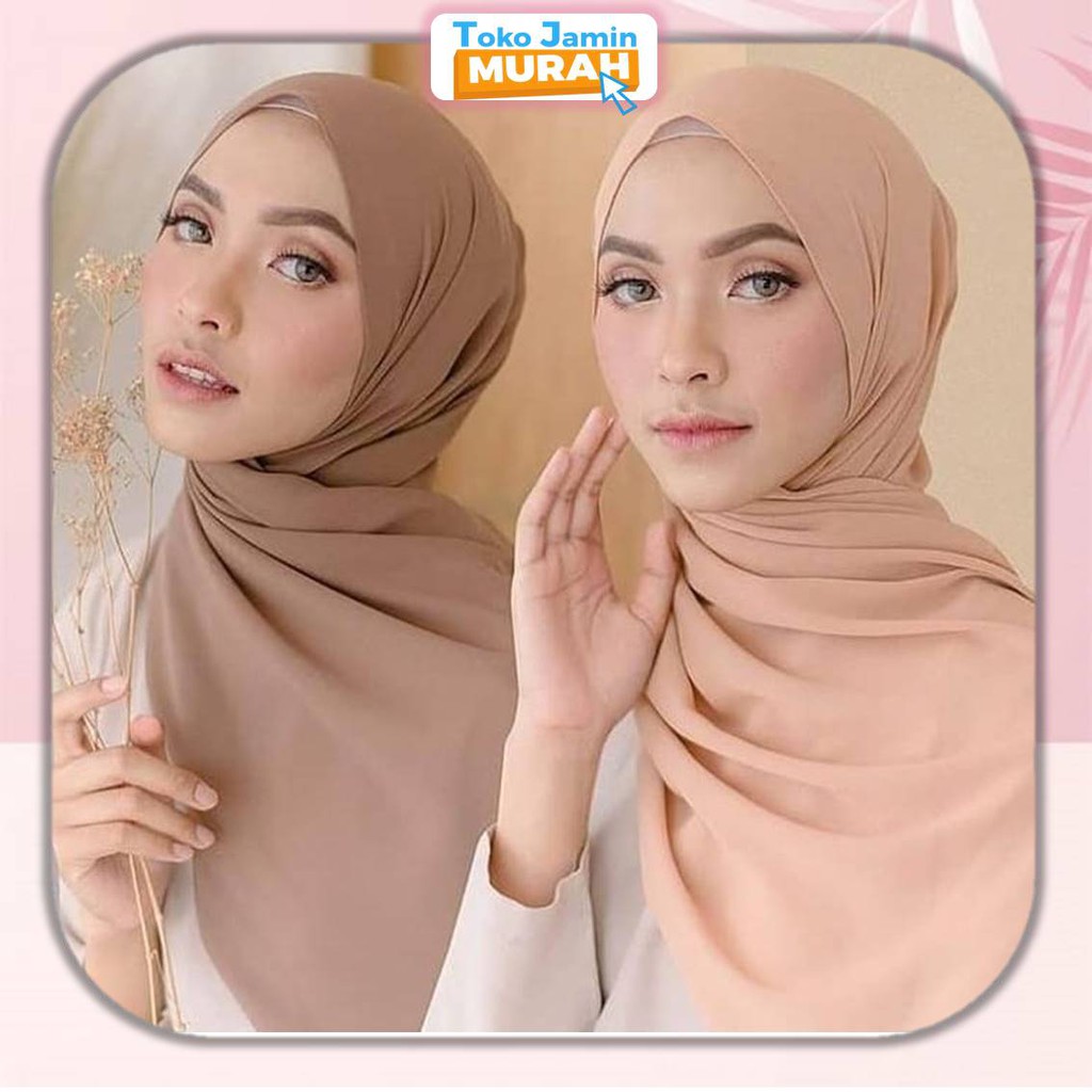 TJM HJB053 Jilbab Pashmina Heavy Chiffon Hijab Pasmina Premium Import