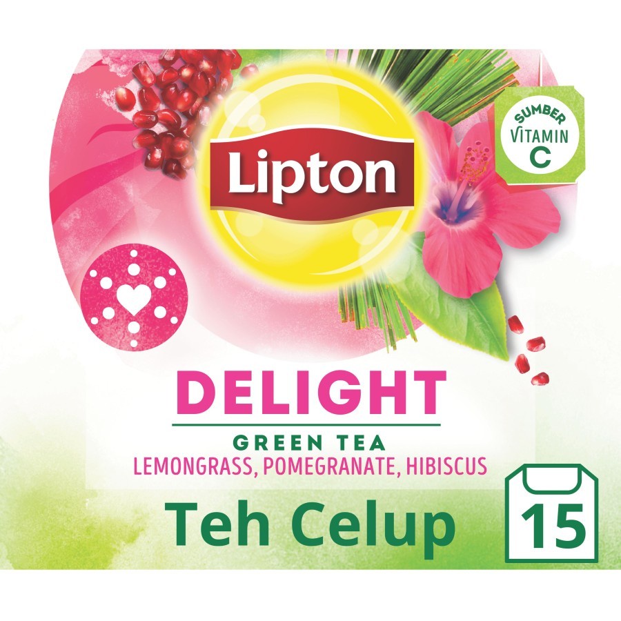 

Lipton Tea Delight Green Tea Lemongrass, Pomegranate & Hibicus / lemon / Isi 15